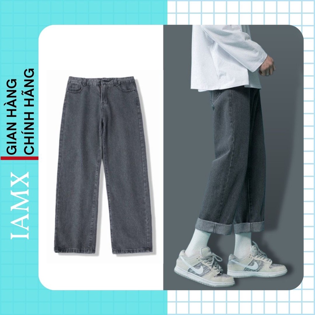 Quần jean nam, màu đen, xanh, trắng, xám dáng xuông đứng. Quần jeans, baggy ống rộng