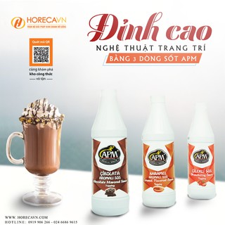 Sốt APM Socola Đen, Dâu, Caramel 1000g - Sốt Topping, trang trí bánh, kem, làm đồ đá xay, nấu đường đen