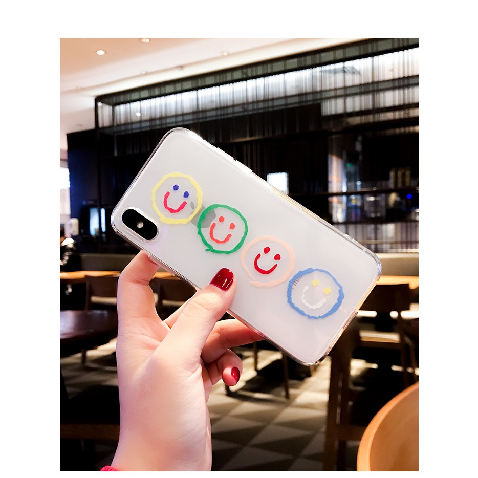Ốp lưng iphone silicon dẻo trong suốt icon mặt cười dành cho Iphone 6 đến 14promax - T48