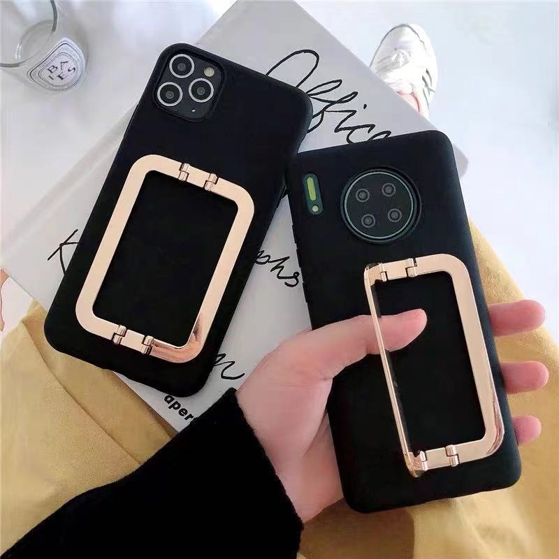 Ốp Điện Thoại Dẻo Kèm Giá Đỡ Khóa Vuông Bằng Kim Loại Sang Trọng Cho iPhone 12 13 11 Pro max XS max XR iPhone 7 8 Plus SE 2020