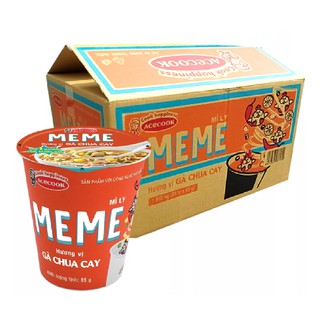 Thùng Mì ly MEME Đủ Vị (24 ly x 65g)