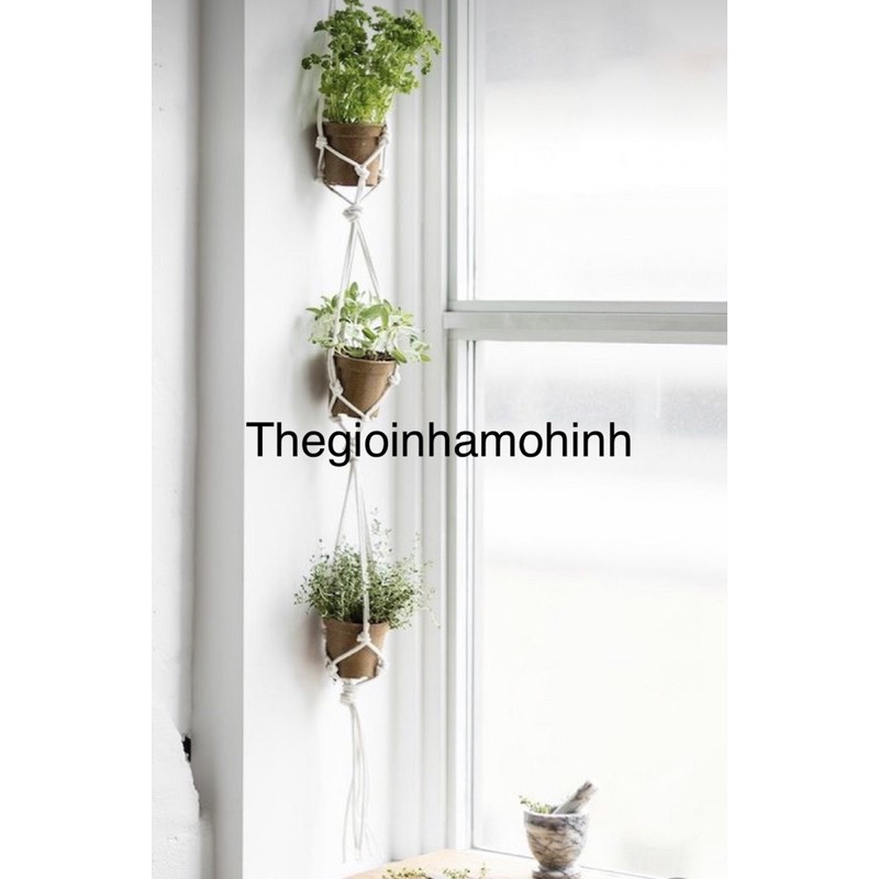 Dây treo chậu cây, macrame, decor, dây treo trang trí
