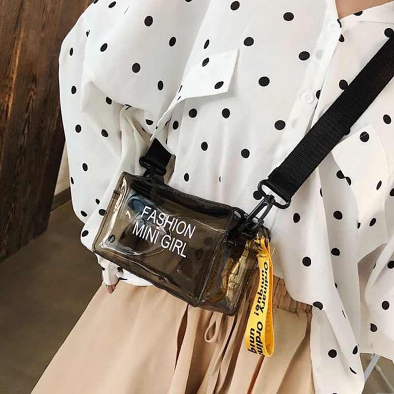 Alittle Túi Đeo Chéo mini Bằng Nhựa pvc Trong Suốt Màu Kẹo In Chữ Thời Trang Mùa Hè Cho Nữ