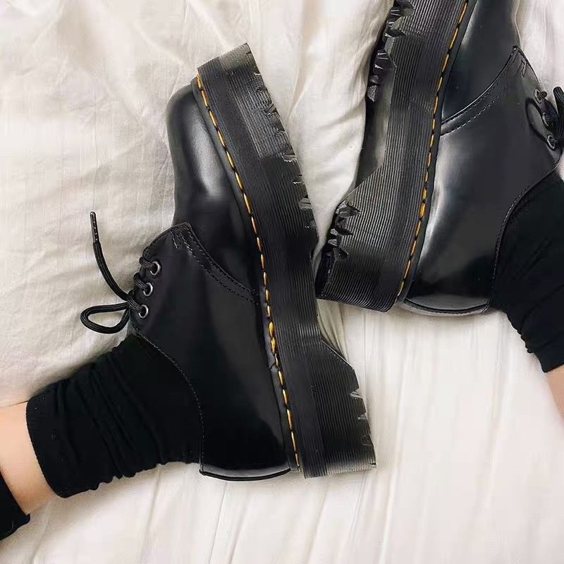 (CÓ SẴN- ĐẾ DÀY 5cm) Giày Nữ ĐẾ KẾP cổ thấp dáng Oxford da lì trơn CAO CẤP phong cách Ulzzang
