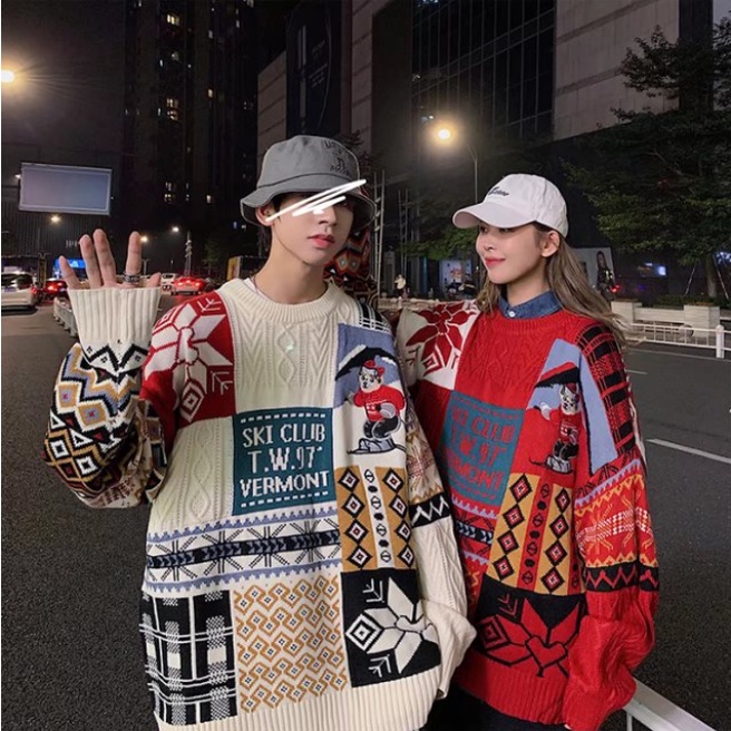 Áo Sweater Chui Đầu Thiết Kế Đơn Giản Phong Cách Giáng Sinh Hàn Quốc