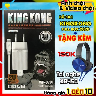 CAM KẾT LỖI 1 ĐỔI 1 | COMBO BỘ SẠC KINGKONG + TAI NGHE XB450 | Sạc điện thoại nhanh. Cáp sạc điện thoại