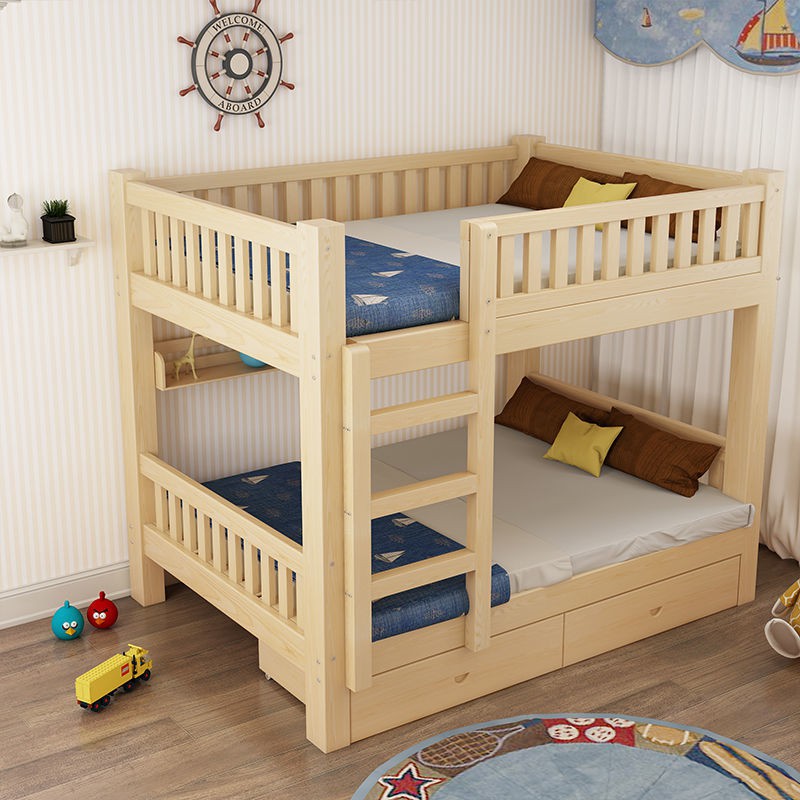 Giường tầng bằng gỗ đặc dày và dành cho người lớn trong phòng ngủ tập thể chiều cao trẻ em1