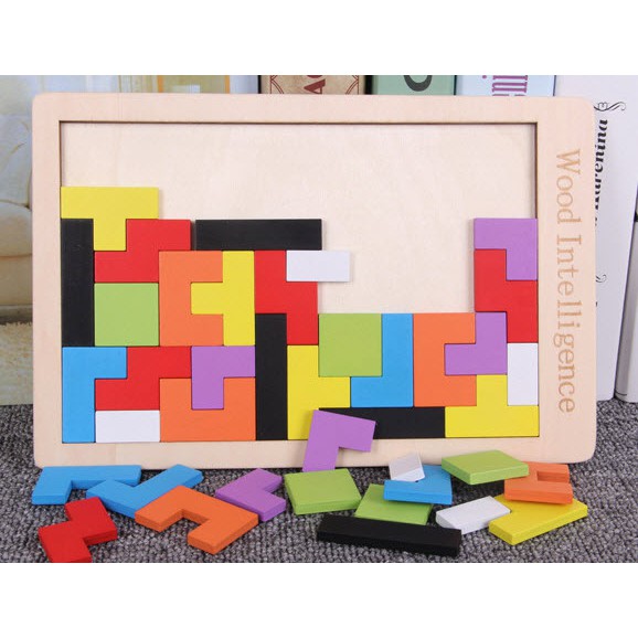 Đồ Chơi Xếp Hình Thông Minh Cao Cấp Size Đại, Tetris Xếp Gạch Ghép Hình Gỗ Pitomio Montessori