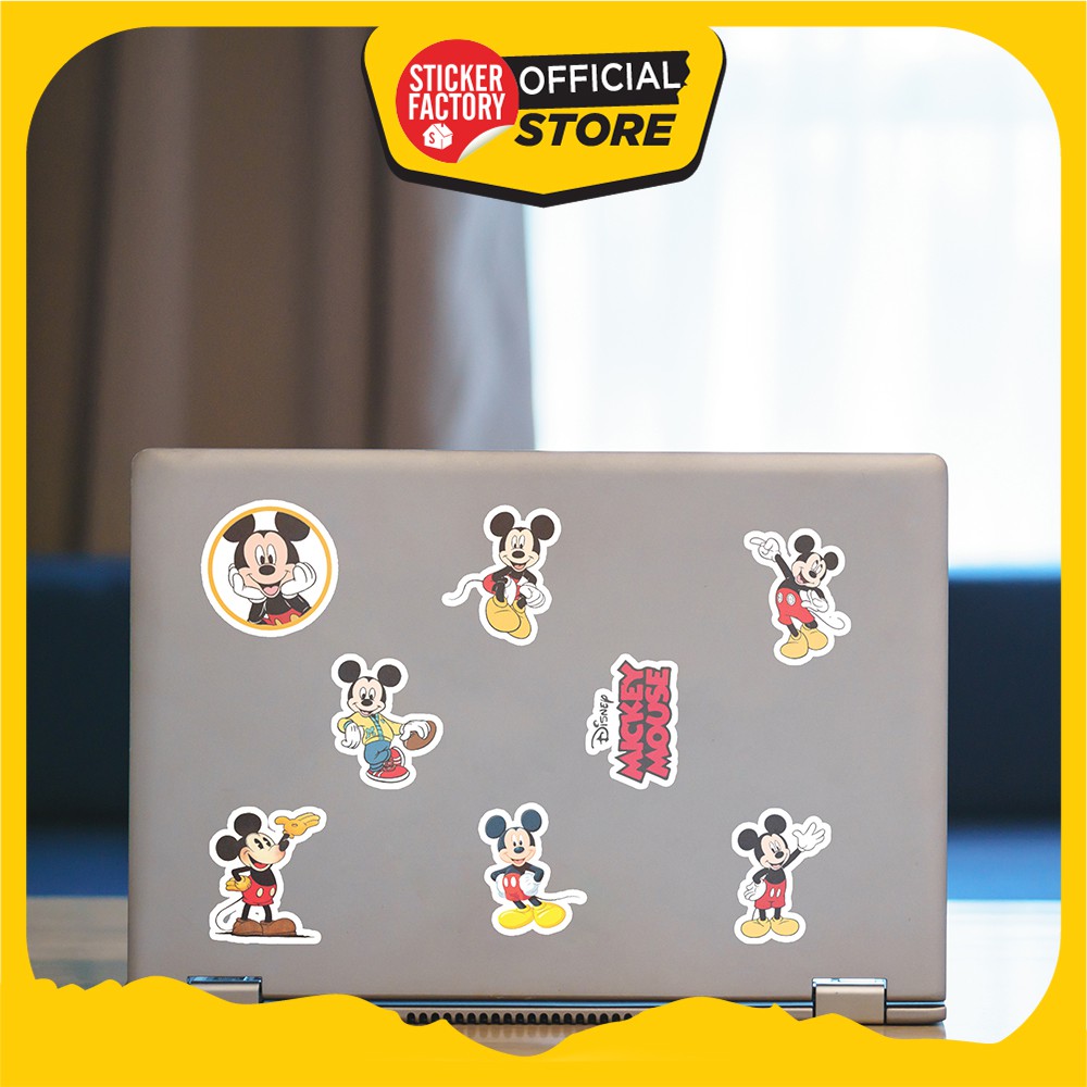 Hộp set 30 sticker decal hình dán nón bảo hiểm , laptop, xe máy, ô tô STICKER FACTORY - Mickey