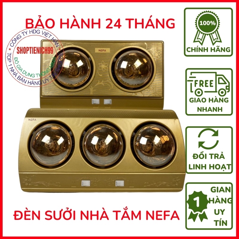 Đèn Sưởi Nhà Tắm NEFA, Đèn Sưởi Phòng Tắm 2 Bóng 3 Bóng Ánh Sáng Vàng Chống Chói, An Toàn, Tiết Kiệm Điện, Siêu Bền.