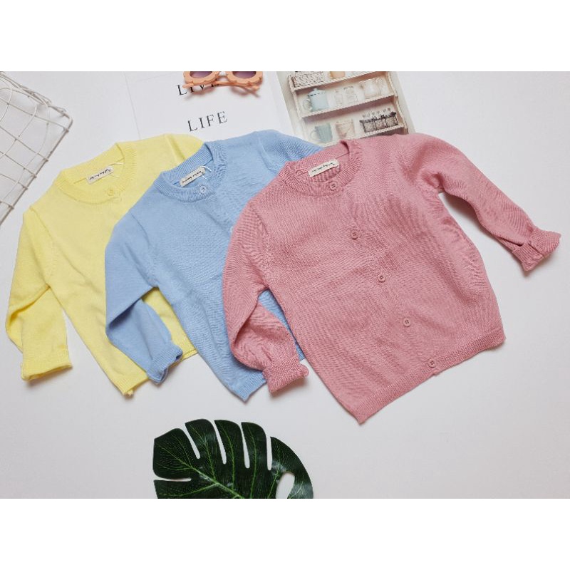 Áo khoác cho bé gái, áo len Cardigan chất mỏng nhẹ size nhí