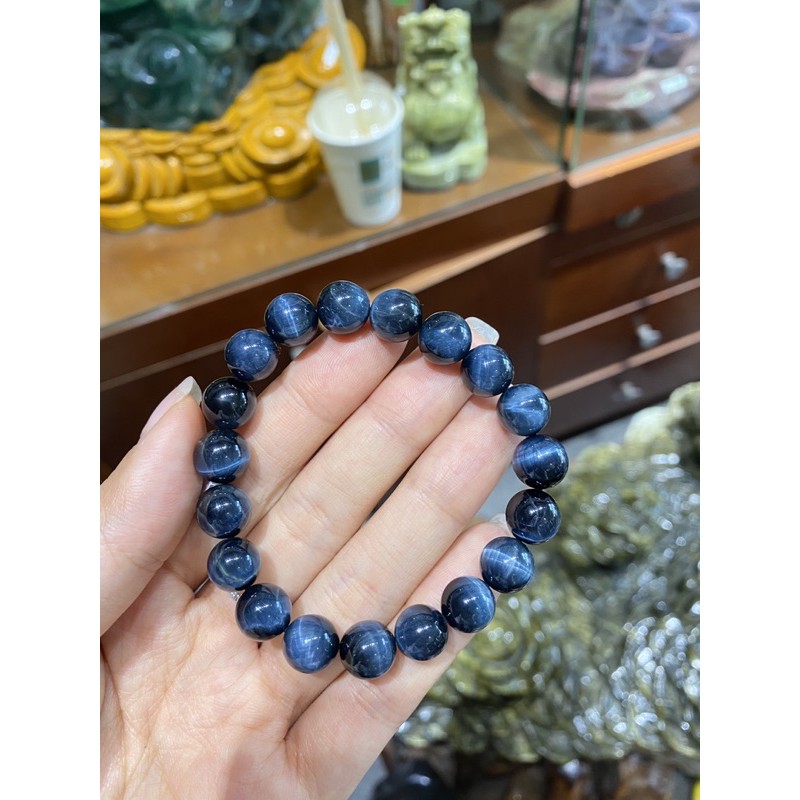 Vòng tay phong thủy mắt hổ xanh đen 10 li siêu VIP - KAIA