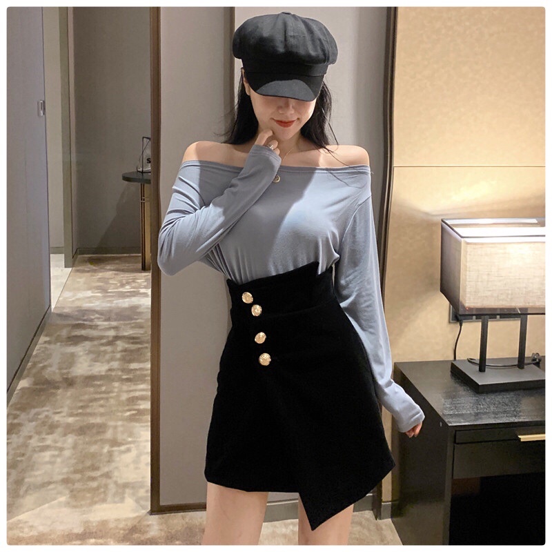Chân Váy Đen Nhung Gài Nút Cạp Lệch - SOGI CV01 | BigBuy360 - bigbuy360.vn