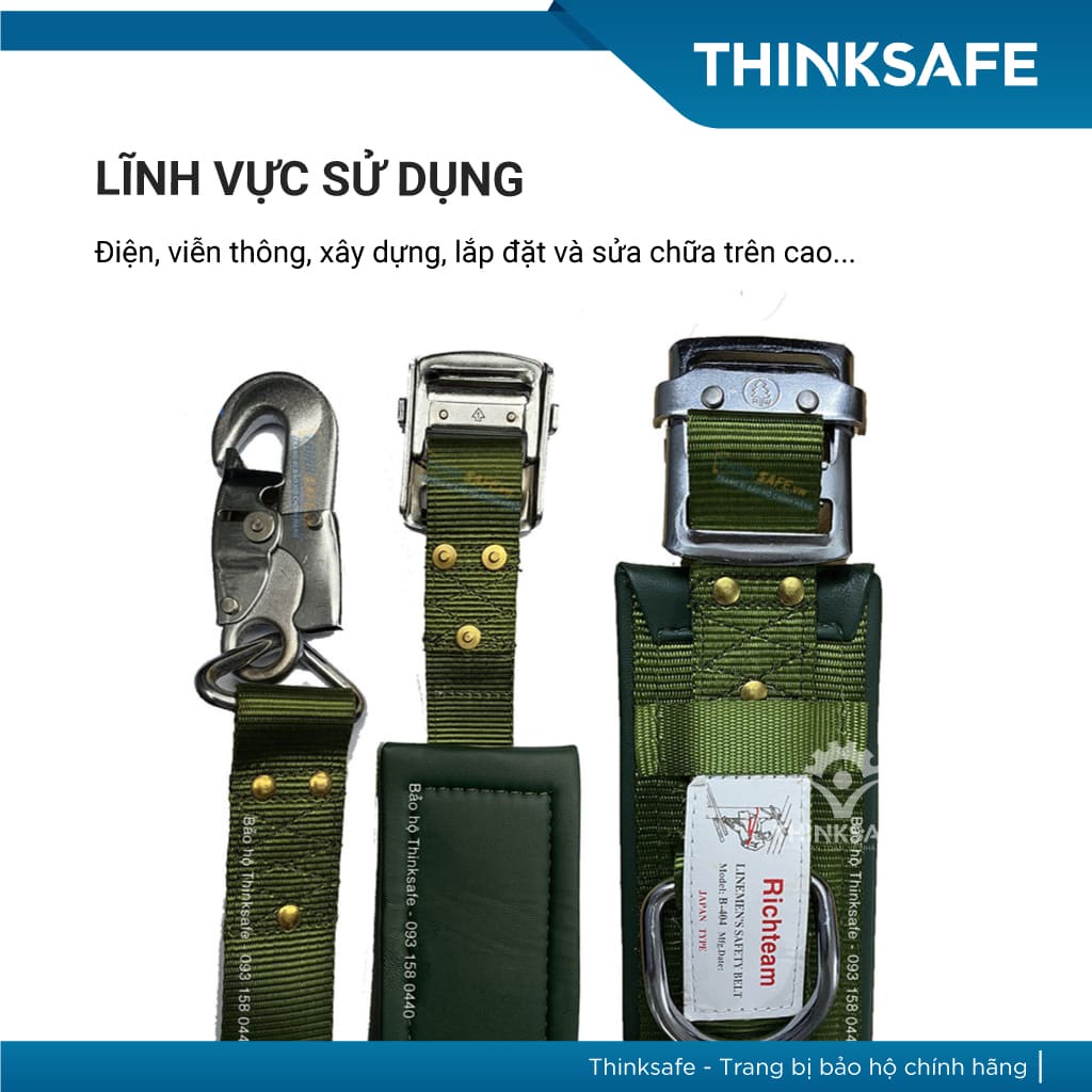 Dây đai an toàn quàng trụ điện lực Richteam bảo hộ khi làm việc trên cao (có đinh tán) - THINKSAFE