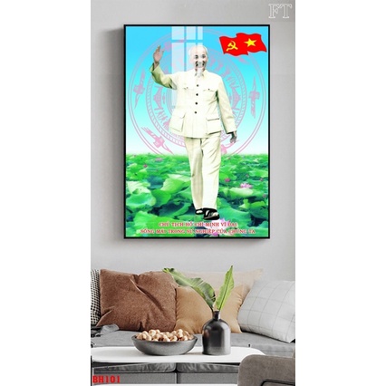 Tranh bác hồ sẵn treo luôn chất liệu tráng gương nhiều mẫu và kích thước