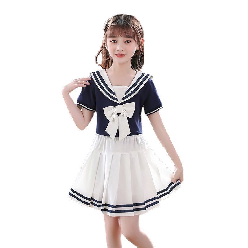 Bộ Đồng Phục Thủy Thủ Ngắn Tay Thời Trang Mùa Hè Cho Bé Gái