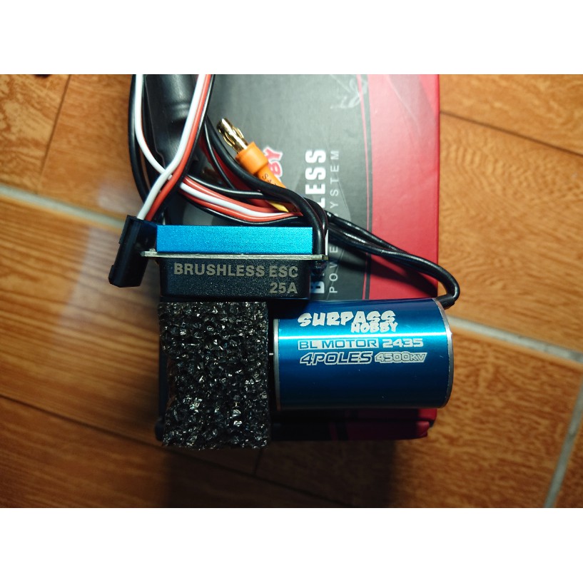 SURPASS HOBBY 2435 4500KV Sensorless Brushless Motor and 25A Brushless ESC for 1/18 1/16 RC Car