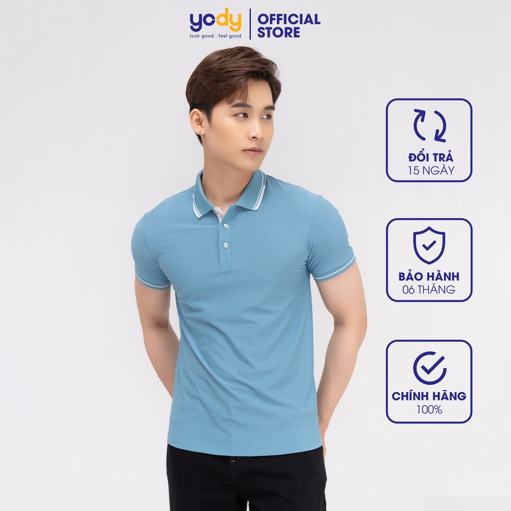 Áo Polo Yody Nam phối nẹp viền cổ trẻ trung mềm mịn thấm hút APM4107 | BigBuy360 - bigbuy360.vn