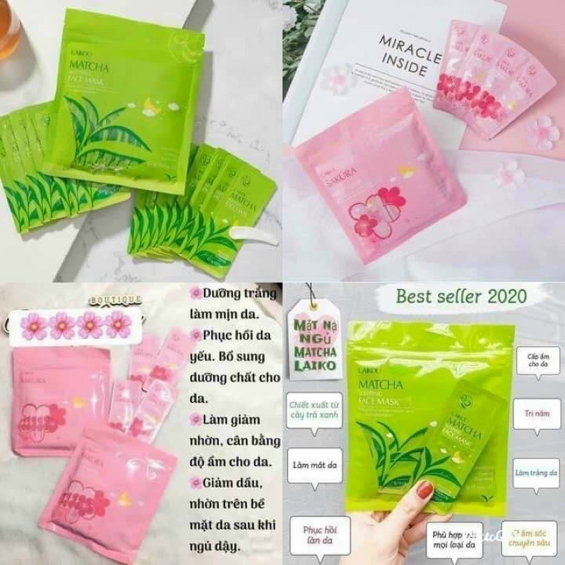 MẶT NẠ NGỦ LAIKOU🌸🍃 TRÀ XANH VÀ SAKURA ANH ĐÀO