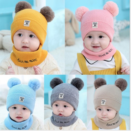 Mũ len 2 quả bông kèm khăn ống - Mã CJ60 cho bé , mũ cực mềm và ấm mẫu cực đẹp cho bé từ 3 tháng -3 tuổi