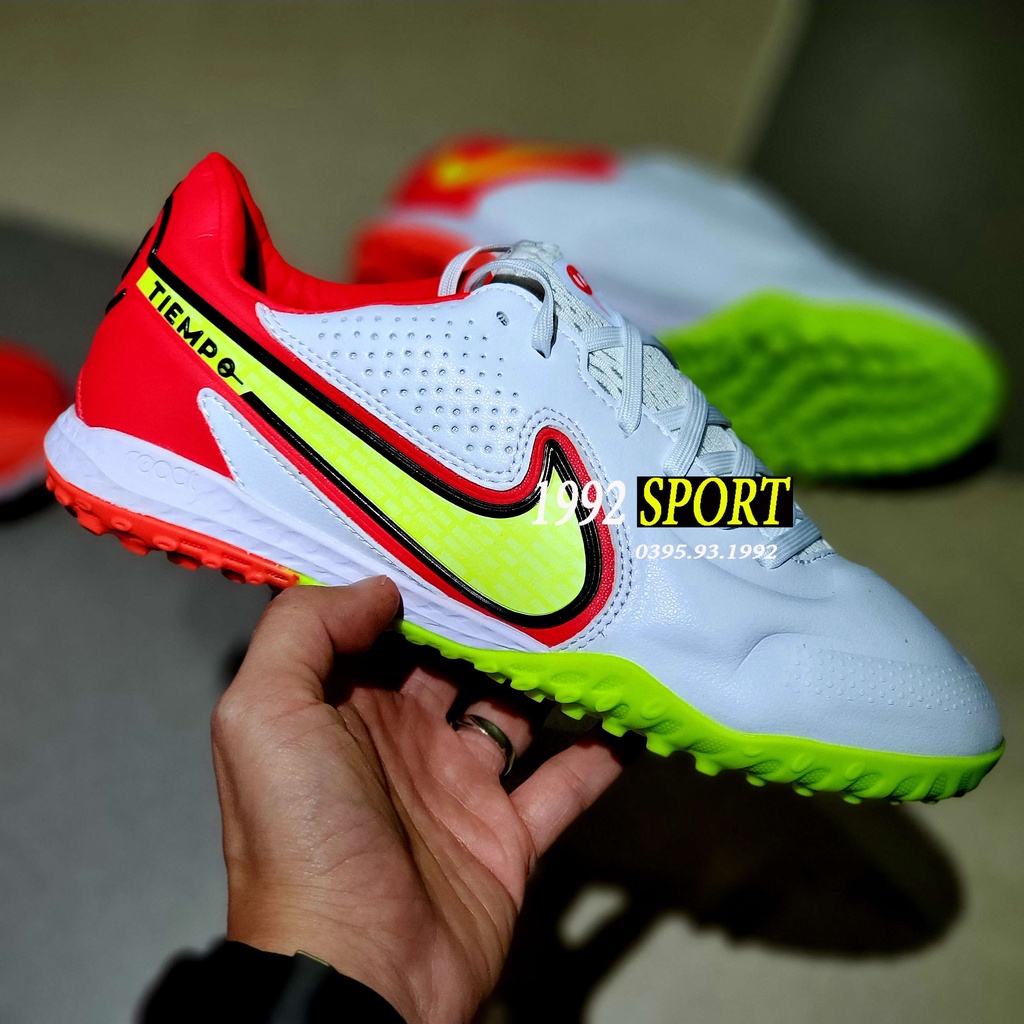 Giày Bóng Đá React Tiempo Legend 9 Pro Trắng Đỏ Vạch Vàng TF