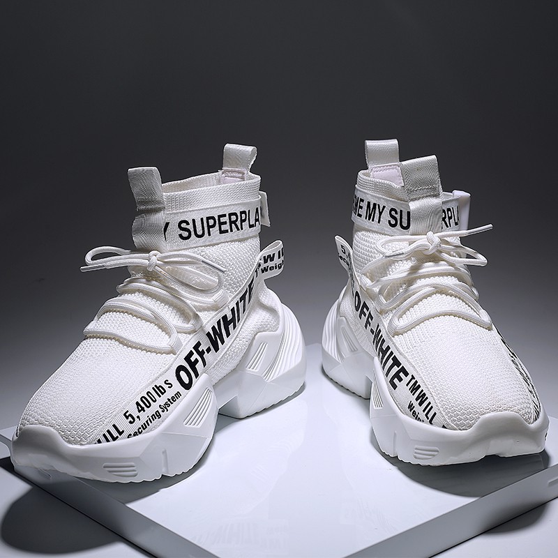 Off White Giày Thể Thao Cổ Cao Phối Lưới Thoáng Khí Thời Trang Cho Nam Mềm | BigBuy360 - bigbuy360.vn