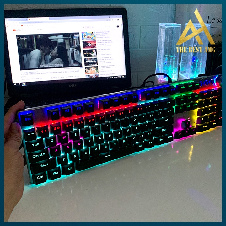 Bàn Phím Cơ Gaming Keycap Xuyên Led Đổi Màu Philips SPK 8614GS Bàn Phím Máy Tính Laptop Có Dây Keyboard Chơi Game