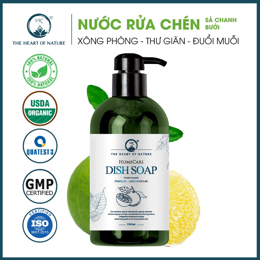 Nước rửa chén tinh dầu thảo mộc PK 1000ml - thành phần hữu cơ, an toàn da tay