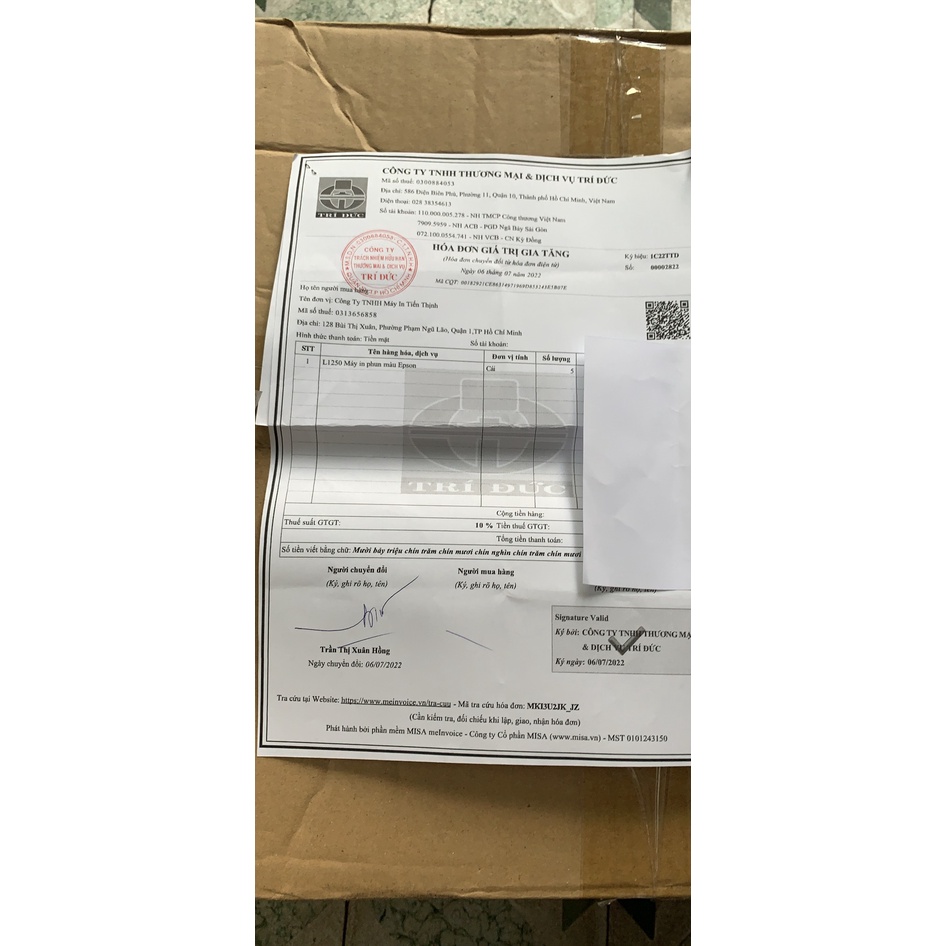 Máy in phun màu Epson L1250 đơn năng có wifi giá theo phân loai có kèm mực hay không
