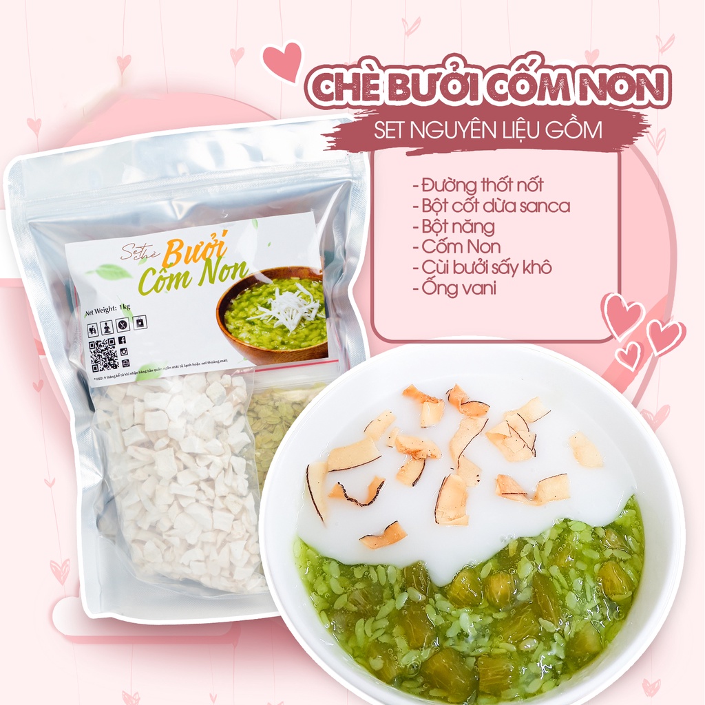 Set Chè Bưởi Cốm Non Tự Nấu Thơm Ngon (6 cốc)