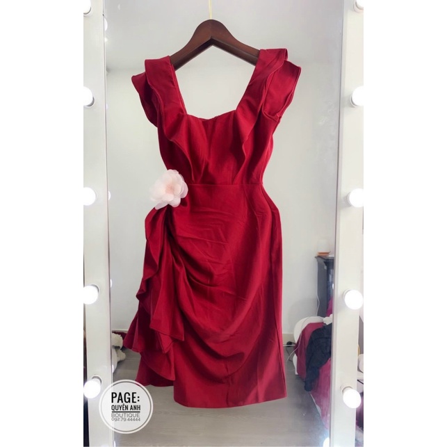 [FREE SHIP] [FREE SHIP] ĐẦM NỮ CỔ VUÔNG BÈO PEPLUM DỰ TIỆC PHỐI PHỤ KIỆN HOA EO CỰC XINH TT NERMA