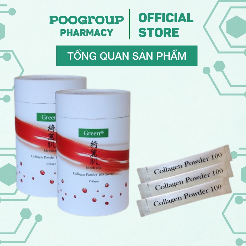 Bột Collagen Nhật Bản – Kirehada Collagen Powder 100 Green Plus Đẹp da, chống lão hóa