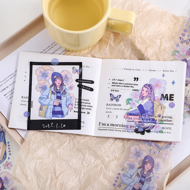 1 Tờ Băng Keo Dán Truyện Tranh Màu Tím Cho Bé Gái