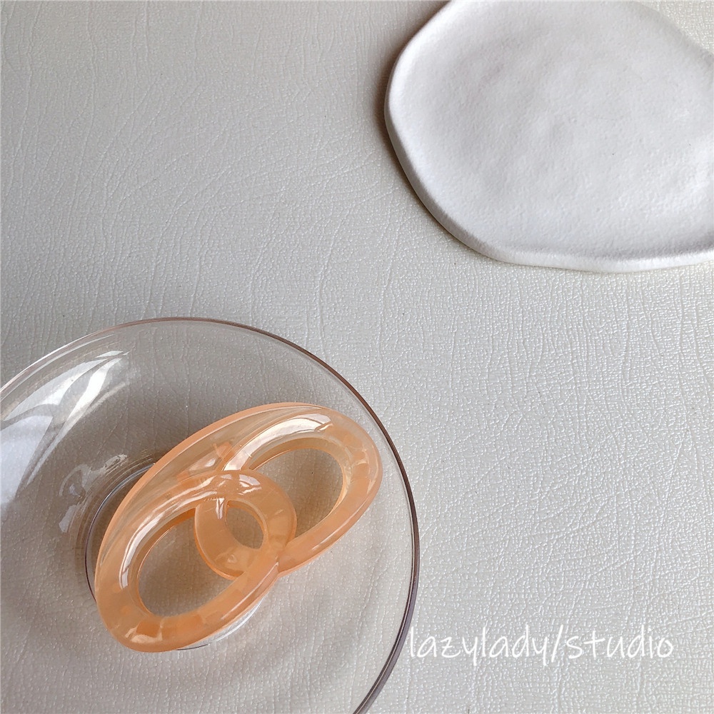 Kẹp Tóc Hai Vòng Tròn Màu Xanh Lá Cây Mù Tạt Phong Cách Hàn Quốc Thanh Lịch