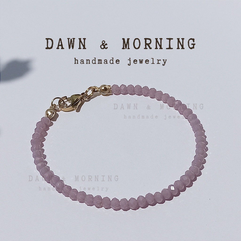 Tím oải hương giả ngọc ~2.5-3mm - Vòng tay lắc tay nữ Dawn and Morning làm thủ công bằng hạt đá pha lê thủy tinh