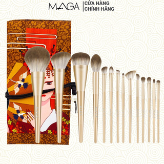Bộ Cọ Trang Điểm MAGA 14 Cây Màu Vàng