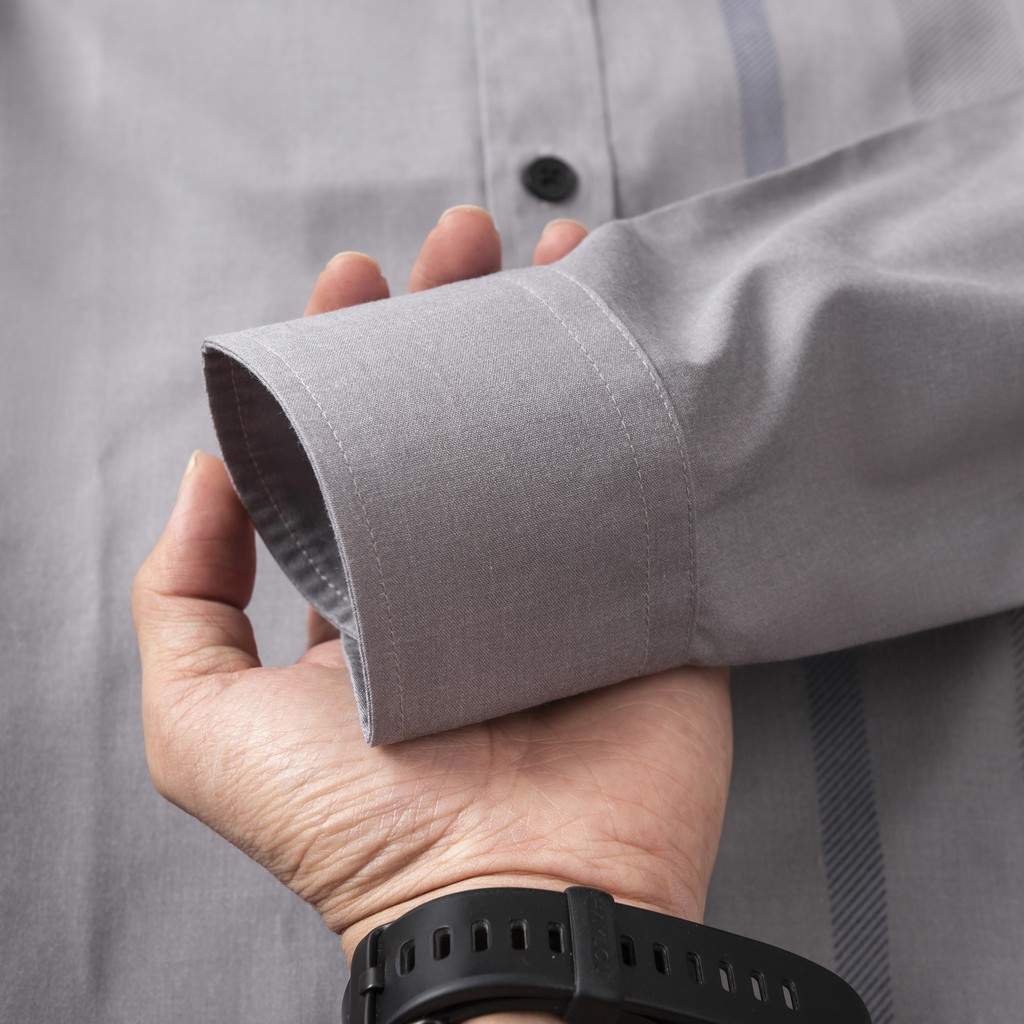 [HÀNG VIỆT NAM] Áo Sơ Mi Nam Công Sở Thương Hiệu ANTON Dài Tay Nâu Xám Kẻ Sọc Cotton - AT211 | BigBuy360 - bigbuy360.vn