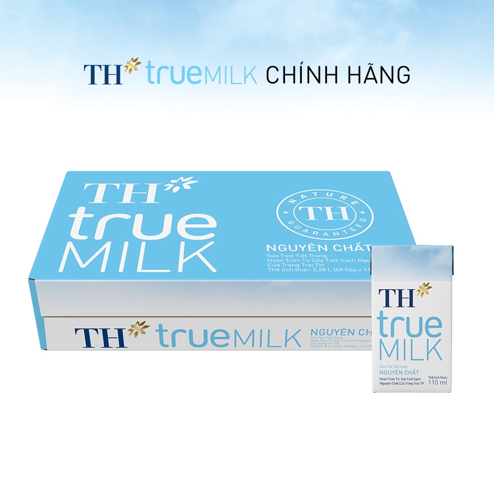 [HSD T9-2022] Thùng 48 Hộp Sữa tươi tiệt trùng TH true MILK KHÔNG ĐƯỜNG 110ml