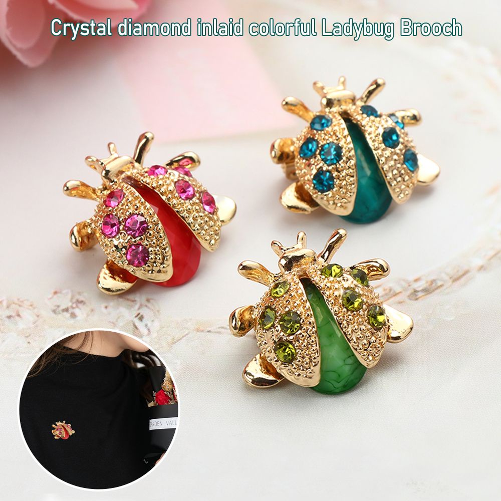 Ghim cài áo hình bọ rùa đính đá zircon phong cách vintage