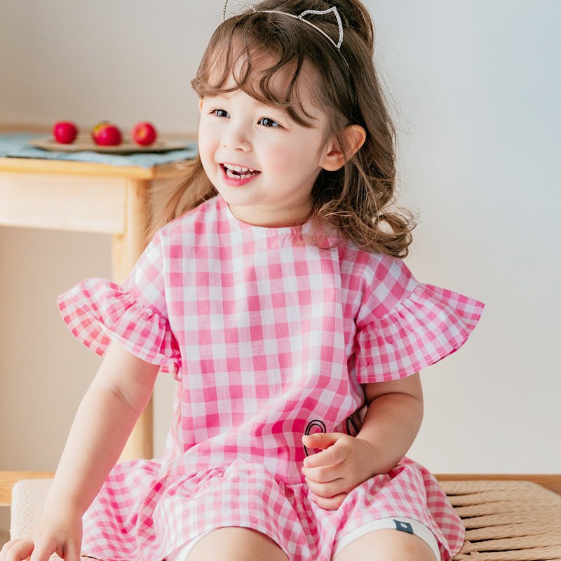 Áo váy Bebezoo kẻ caro xuất Hàn
