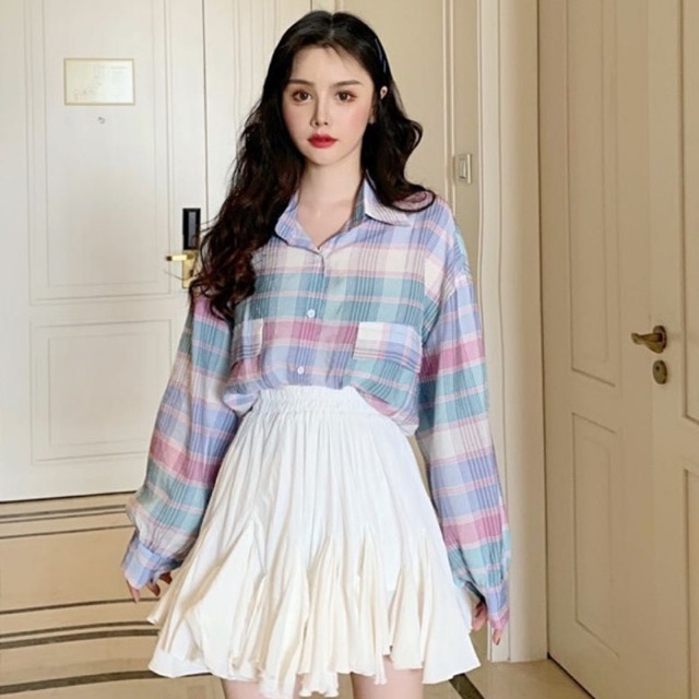 Bigsize XL-3XL Áo sơ mi kẻ dễ phối đồ