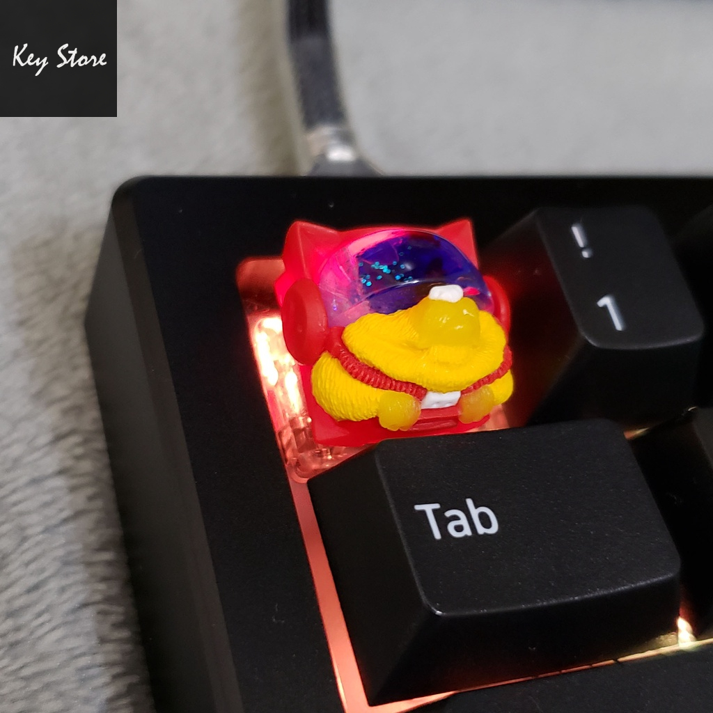 Nút bàn phím cơ artisan keycap sirius màu vàng đỏ kính đá