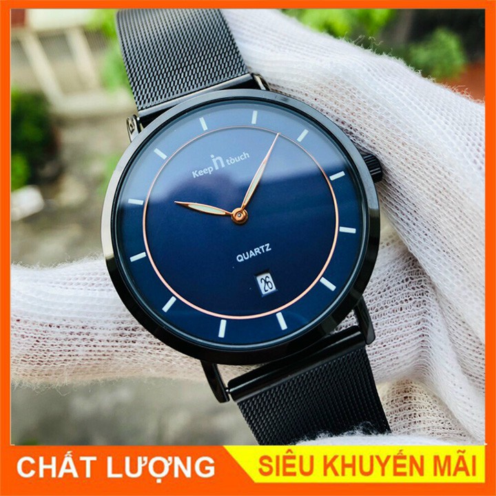 [Máy Nhật - Ảnh thật] Đồng Hồ Nam Dây Lưới Nhuyễn Keep N Touch Cực Đẹp, Kim Dạ Quang Có Lịch Ngày - Bảo Hành 12 Tháng