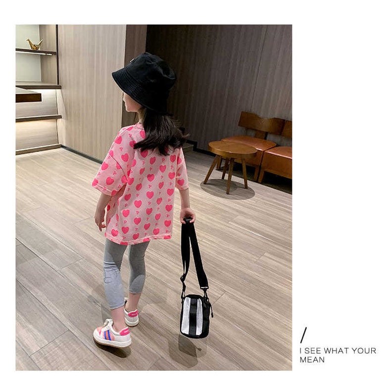 Áo Thun Tay Ngắn In Họa Tiết Trái Tim Dễ Thương Thời Trang Mùa Hè Cho Nữ