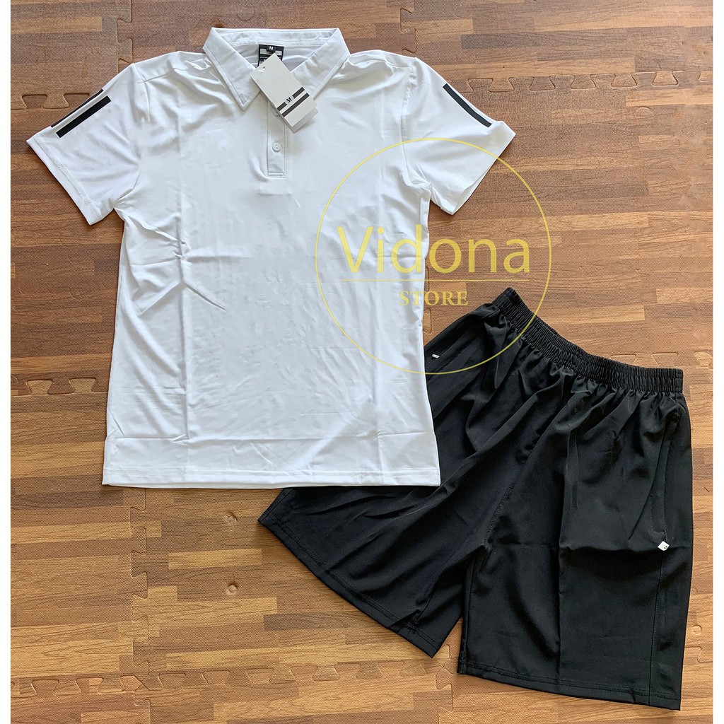 BỘ THỂ THAO NAM, QUẦN ÁO THỂ THAO CỔ BẺ, VẢI THUN LẠNH 4 CHIỀU, QUẦN VẢI DÙ | BigBuy360 - bigbuy360.vn