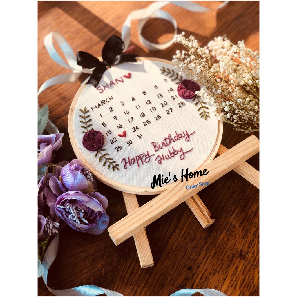 Bộ kit nguyên liệu thêu chúc mừng sinh nhật quà tặng Cưới Handmade tự làm diy decor nhà cửa phòng khách hoa lá MIE SHOP