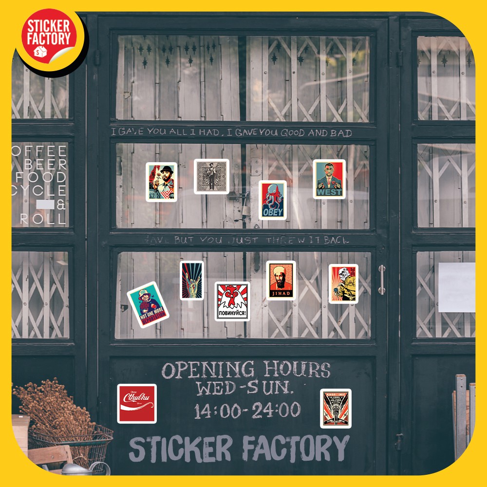 Obey - hộp set 100 sticker decal hình dán nón bảo hiểm , laptop, xe máy, ô tô - STICKER FACTORY