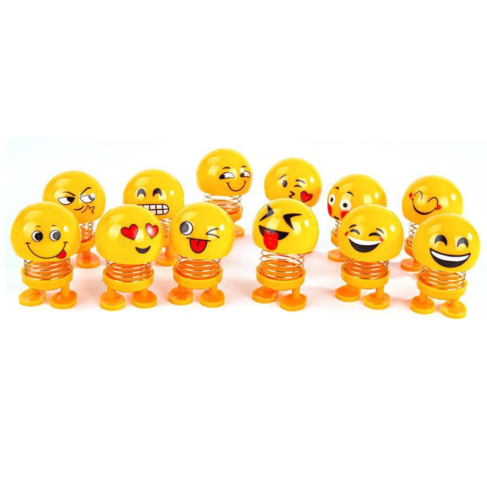 Búp bê lắc đầu hình emoji dễ thương trang trí xe hơi
