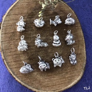 Combo 2 charm bạc .chuột và chó
