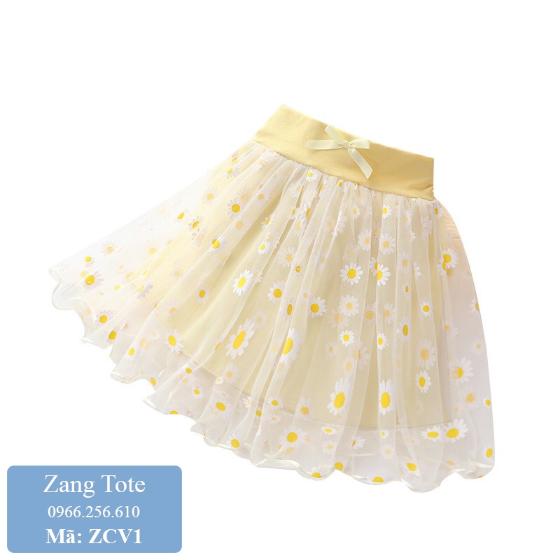 Chân váy phối lưới hoa cúc cực xinh cho bé gái chất voan lưới tutu Hàn cao cấp ZCV1 - Zang Tote